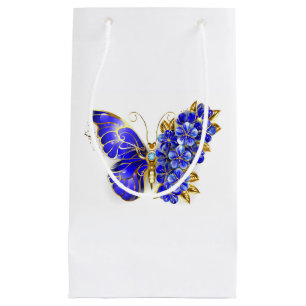 Sacola Para Presentes Pequena Borboleta Flor Sapphire