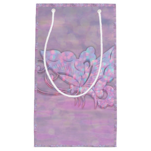 Sacola Para Presentes Pequena Borboleta Glittery Pastel roxa
