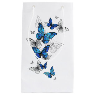 Sacola Para Presentes Pequena Borboletas Azuis Morpho