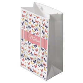Sacola Para Presentes Pequena Borboletas Roxas Rosa Nome Personalizado