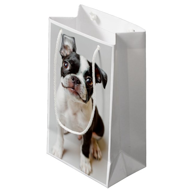 Sacola Para Presentes Pequena Boston Terrier (Frente inclinada)