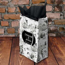 Sacola Para Presentes Pequena Boston Toile Personalizada Casamento Bag Dift