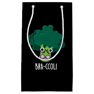 Sacola Para Presentes Pequena Bra-ccoli Funny Veggie Broccoli Bra Pun Dark BG