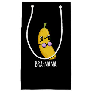 Sacola Para Presentes Pequena Bra-nana Funny Banana Bra Pun Dark BG