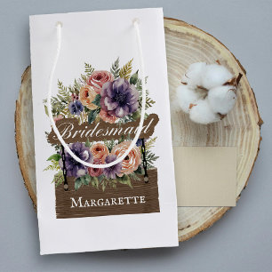 Sacola Para Presentes Pequena Brancesmaid Rustic Colortic Floral Watercolor Chic