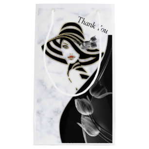 Sacola Para Presentes Pequena Branco Moderno - Abstrato preto Marble - Saco do P
