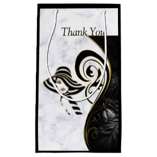 Sacola Para Presentes Pequena Branco Moderno - Abstrato preto Marble - Saco do P