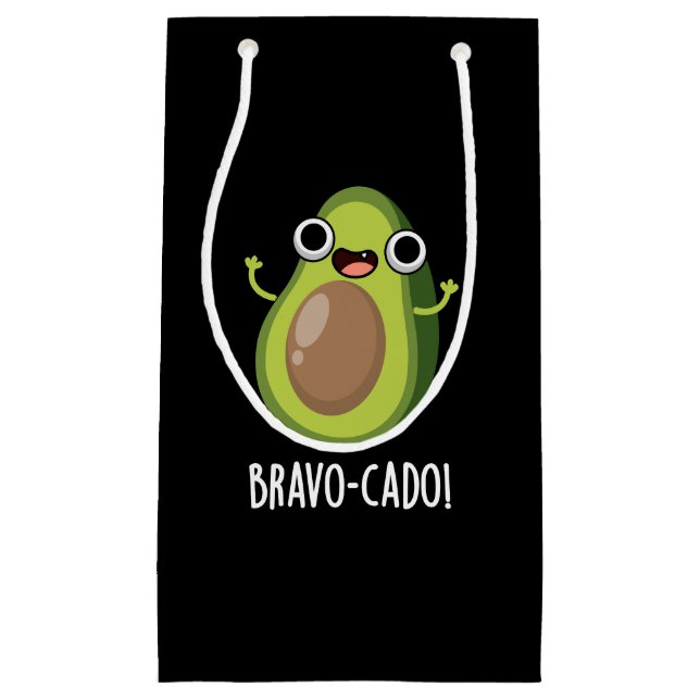 Sacola Para Presentes Pequena Bravo-Sulcado Funny Avocado Pun Dark BG (Frente)