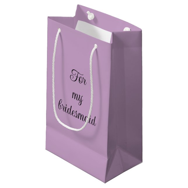Sacola Para Presentes Pequena Bridesmaid de Cor Sólida Lilac (Frente inclinada)