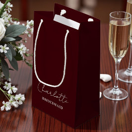 Sacola Para Presentes Pequena Bridesmaid Minimalist Script | Deep Burgundy