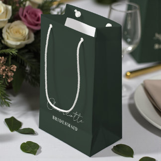 Sacola Para Presentes Pequena Bridesmaid | Minimalist Script Lunar Green
