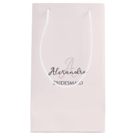 Sacola Para Presentes Pequena Bridesmaid Modern Minimalista Monograma Cor-de-ros