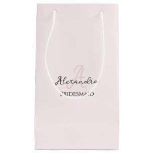 Sacola Para Presentes Pequena Bridesmaid Modern Minimalista Monograma Cor-de-ros