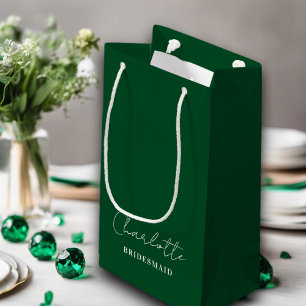 Sacola Para Presentes Pequena Bridesman Escrita Minimalista Emerald Green