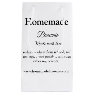 Sacola Para Presentes Pequena Brownie caseiro feito com amor adicionar texto sit
