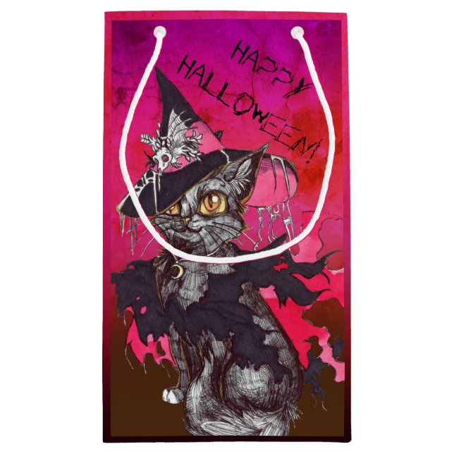 Sacola Para Presentes Pequena Bruxas Feliz Halloween (Verso)