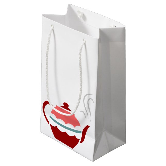Sacola Para Presentes Pequena Bule cozinhando cor-de-rosa (Frente inclinada)