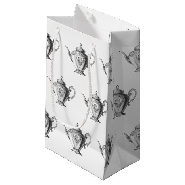 Sacola Para Presentes Pequena Bule de chá de Natal (Frente inclinada)