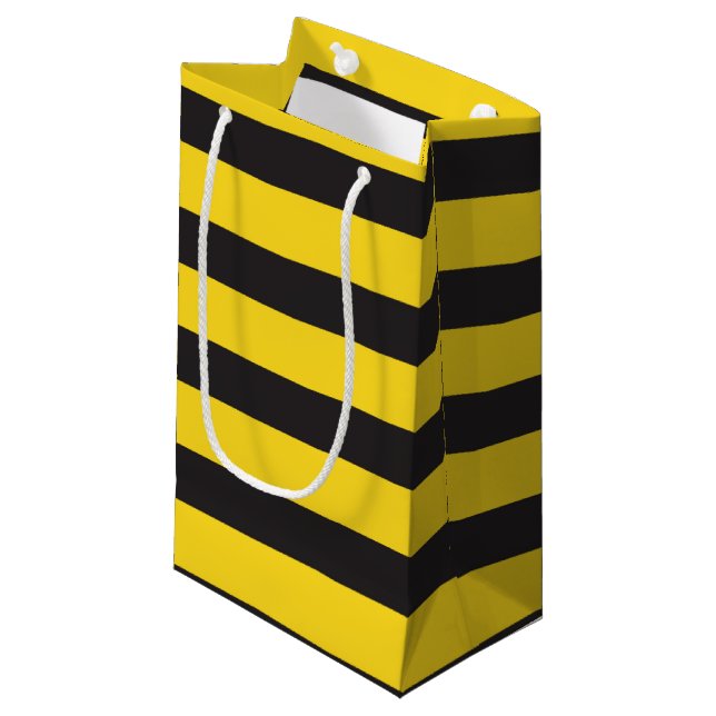 Sacola Para Presentes Pequena Bumblebee Black Yellow Horizontal Lines Bumble Bee (Frente inclinada)