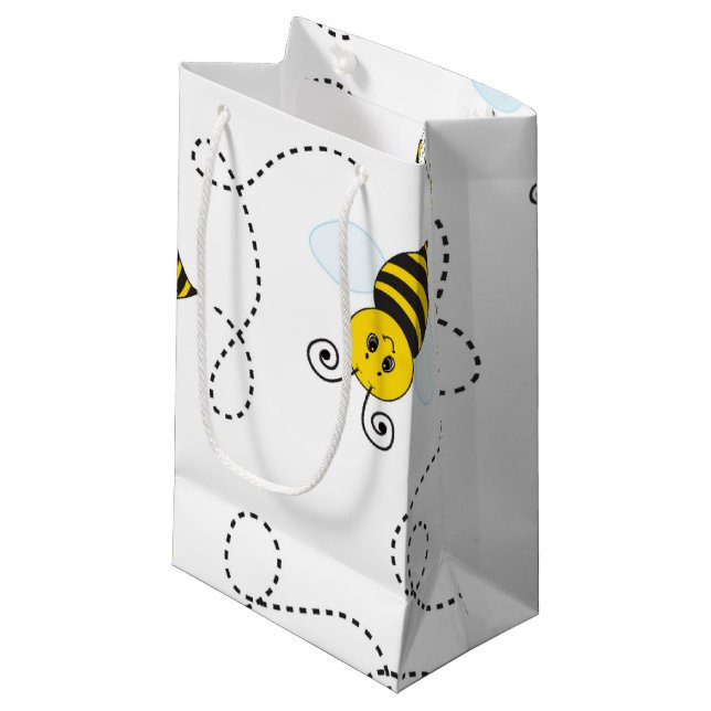 Sacola Para Presentes Pequena Bumblebee Flying Yellow Black Bumble Bee (Frente inclinada)