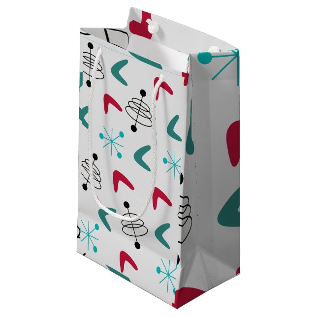 Sacola Para Presentes Pequena Bumerangas Atômicas Modernas do Século médio (Frente inclinada)