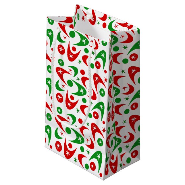 Sacola Para Presentes Pequena Bumerangues de Natal (Frente inclinada)