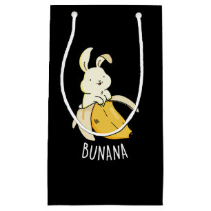 Sacola Para Presentes Pequena Bunana Funny Bunny Em Uma Banana Pun Dark BG