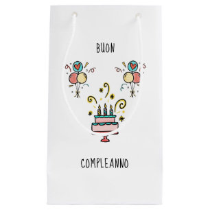 Sacola Para Presentes Pequena Buon Compleanno   Happy Birthday