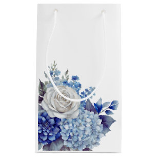 Sacola Para Presentes Pequena Buquê De Flor Azul De Água - Casamento-