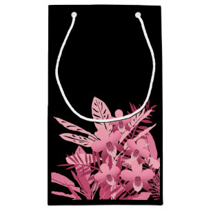 Sacola Para Presentes Pequena Buquê rosa tropical