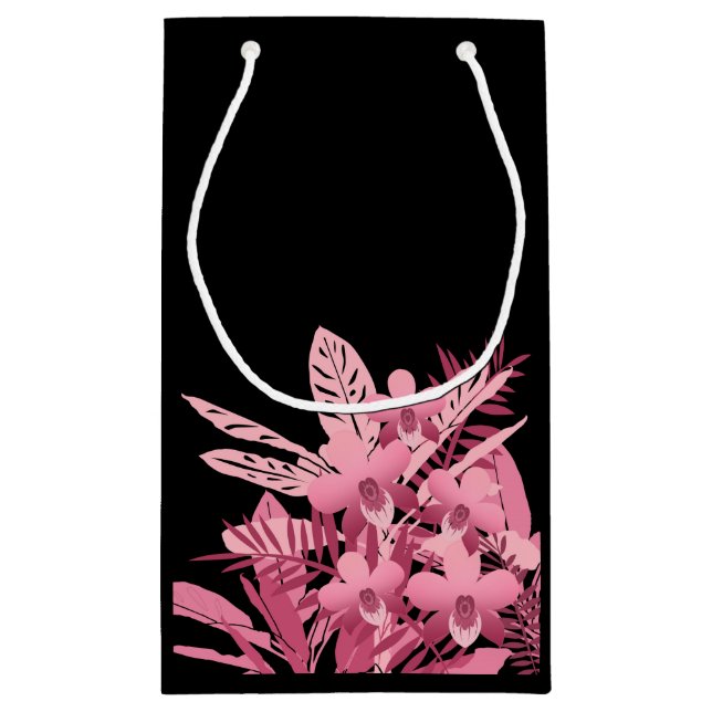 Sacola Para Presentes Pequena Buquê rosa tropical (Verso)