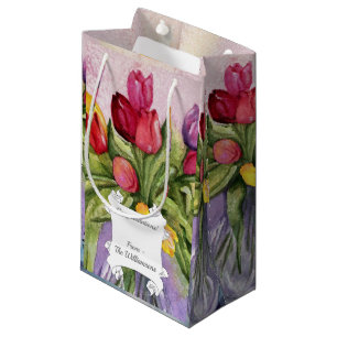 Sacola Para Presentes Pequena Buquê Tulip colorido