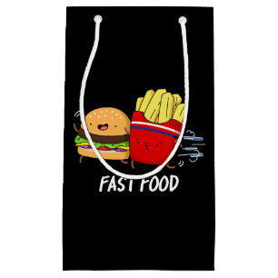 Sacola Para Presentes Pequena Burger Funny De Comida Rápida E Fries Escuros BG
