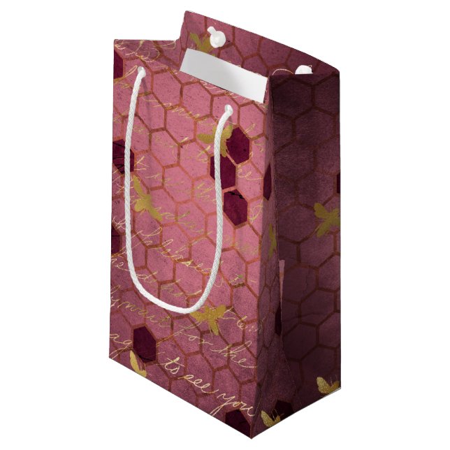 Sacola Para Presentes Pequena Burgundy Bee Series Design (Frente inclinada)