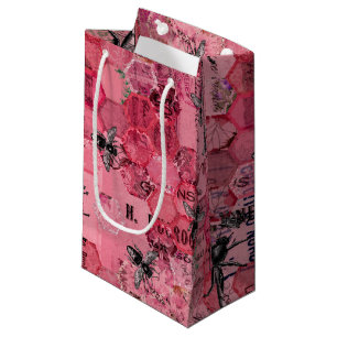 Sacola Para Presentes Pequena Burgundy Bee Series Design 12