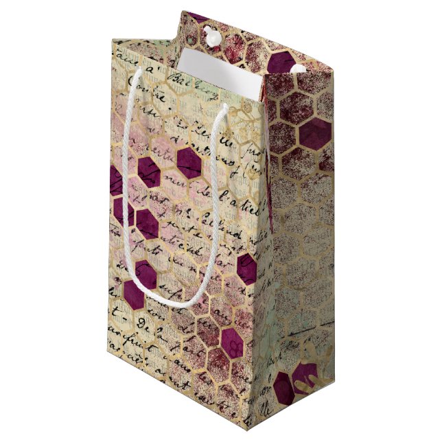 Sacola Para Presentes Pequena Burgundy Bee Series Design Oito (Frente inclinada)