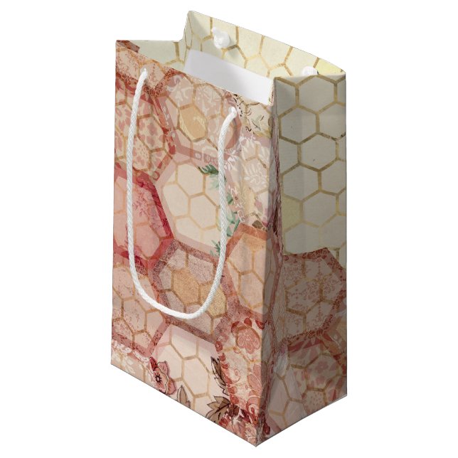 Sacola Para Presentes Pequena Burgundy Bee Series Design Sete (Frente inclinada)