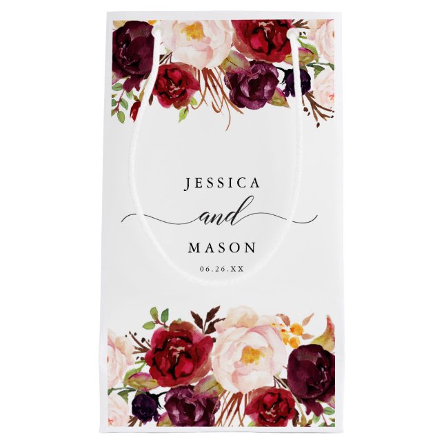 Sacola Para Presentes Pequena Burgundy Marsala Hotel Casamento Gift Bag (Frente)