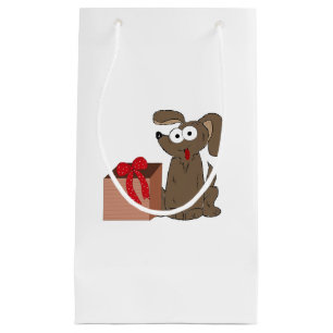 Sacola Para Presentes Pequena Cachorro de Desenho Animado Divertido com Presente