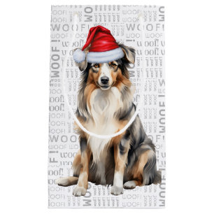Sacola Para Presentes Pequena Cachorro de Natal Bastante Australiano Pastor