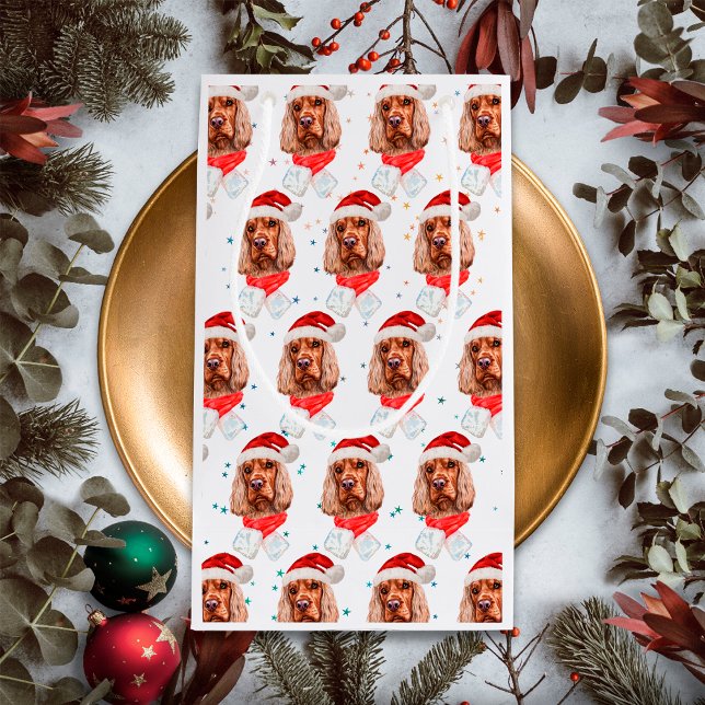 Sacola Para Presentes Pequena Cachorro Inglês, Cachorro Espanhol, festas de Nata (Criador carregado)