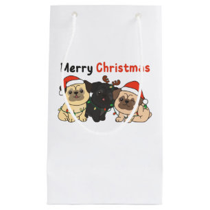 Sacola Para Presentes Pequena Cachorros de Natal Cachorros Bons Felizes Natal