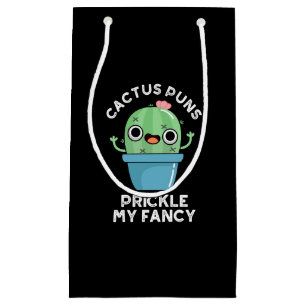 Sacola Para Presentes Pequena Cactus Puns Pickle My Rico Plant Pun Dark BG