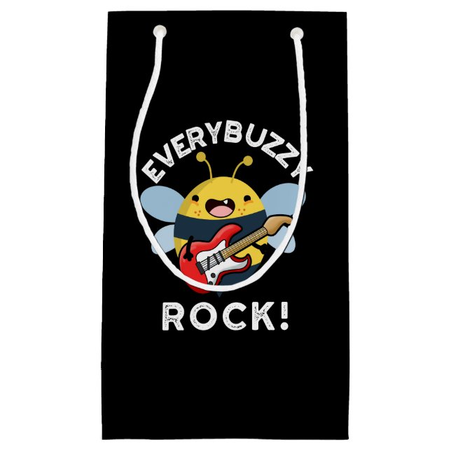 Sacola Para Presentes Pequena Cada Buzzy Rock Música Engraçada Bebe Escuro BG (Frente)