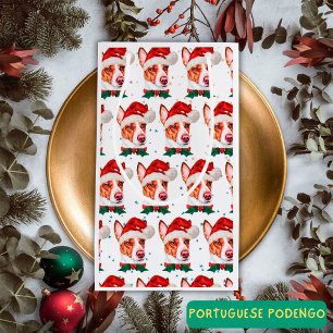 Sacola Para Presentes Pequena Cães da Raça Podengo Português Estrelas de Natal