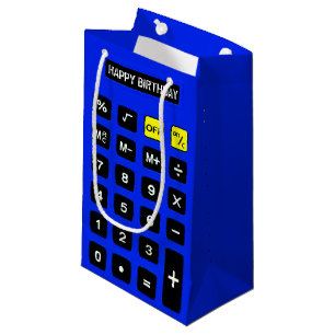 Sacola Para Presentes Pequena Calculadora de Aniversário Azul