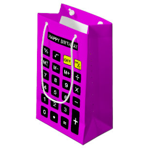 Sacola Para Presentes Pequena Calculadora de Aniversário Rosa Quente