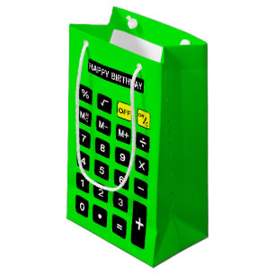 Sacola Para Presentes Pequena Calculadora de Aniversário Verde Neon