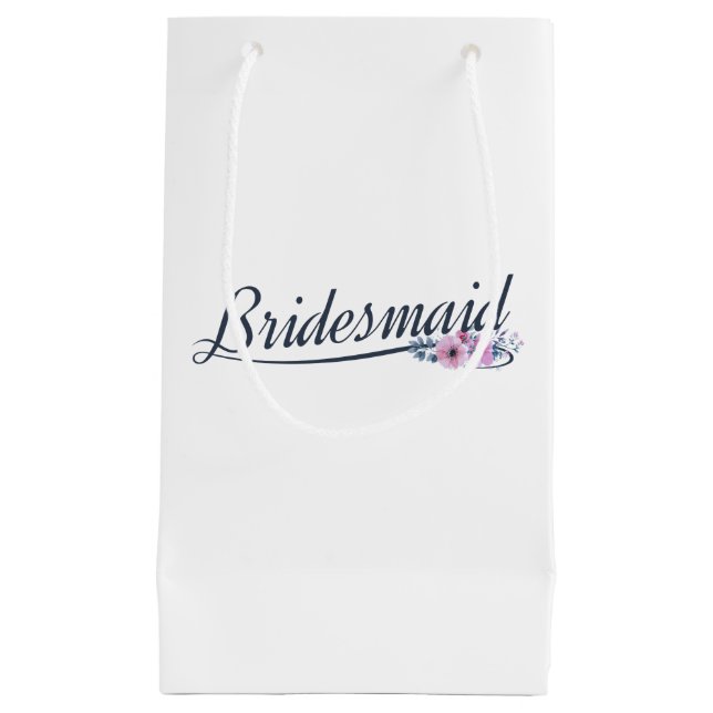 Sacola Para Presentes Pequena Caligrafia de Casamento de Bridesmaid Elegante | S (Frente)