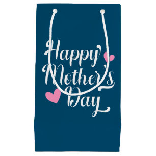 Sacola Para Presentes Pequena Caligrafia simples e feliz do Dia de as mães Sac